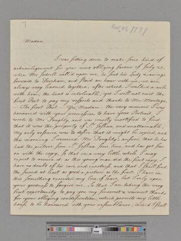 Potter, Robert. Letter to Elizabeth (Robinson) Montagu