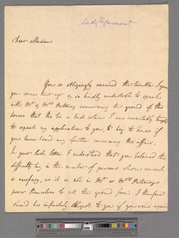 Bruhl, Alicia Maria (Carpenter) Wyndham, Countess von. Letter to Elizabeth (Robinson) Montagu