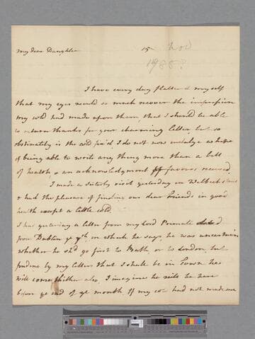 Montagu, Elizabeth (Robinson). Letter to Elizabeth (Charlton) Montagu