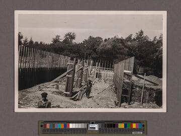 Huntington Library Construction: view of the East Wing excavation and forms