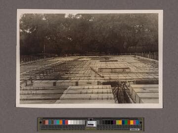 Huntington Library Construction: view showing floor of the West Wing, looking north