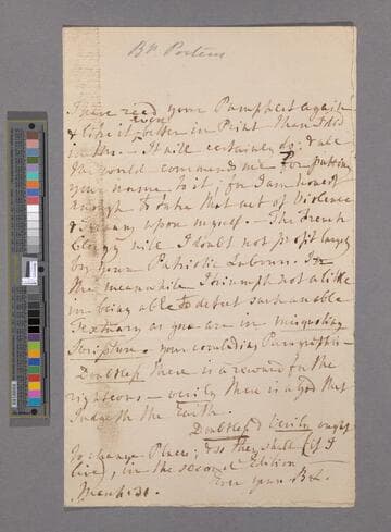 Beilby Porteus, Bishop of London. Letter to Hannah More