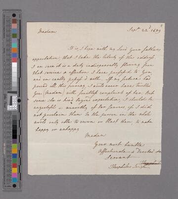 Theophilus Leigh, 1643-1725, letter to Mary Brydges Leigh