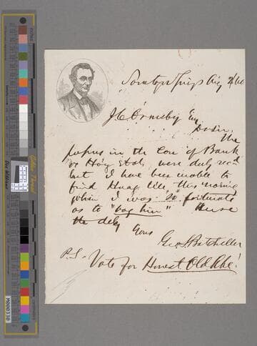 George S. Batcheller, Saratoga Springs, New York, letter to J.C. Ormsby