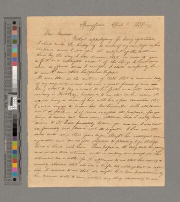 Abraham Lincoln, Springfield, Illinois, letter to Eliza Caldwell Browning, Quincy, Illinois