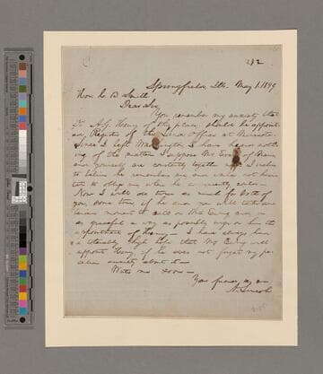 Abraham Lincoln, Springfield, Illinois, letter to Caleb B. Smith