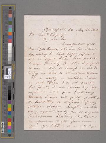 Abraham Lincoln, Springfield, Illinois, letter to Samuel Haycraft, Elizabethtown, Kentucky