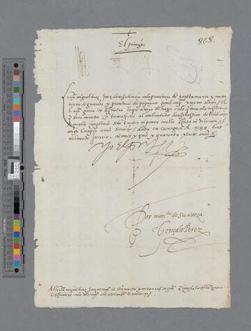 Felipe II, King of Spain, letter to Miguel Díaz