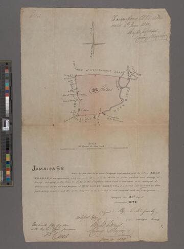 Map of 92 acres sold by the Duke of Buckingham and Chandos to the government for the Newcastle Garrison