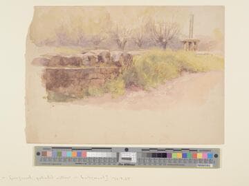 Stonework and Sluice with Pollarded Trees