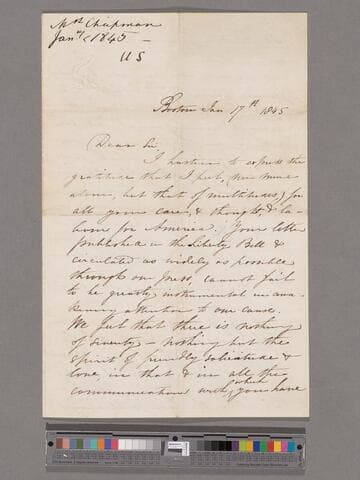 Chapman, Maria Weston. Letter to Thomas Clarkson