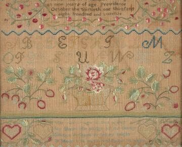 Sampler with Basket of Flowers