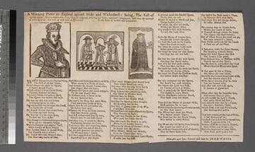 A warning piece to England against pride and wickedness: being, the fall of Queen Eleanor, wife to Edward the first, King of England, who for her pride, and God's judgments, sunk into the ground at Charing-Cross, and rose up with life at Queen-hith. To the tune of, Gentl and courteous