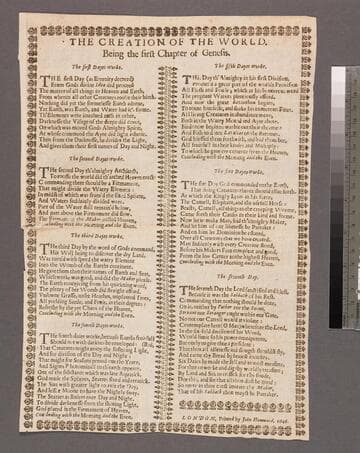 The creation of the world. Being the first chapter of Genesis