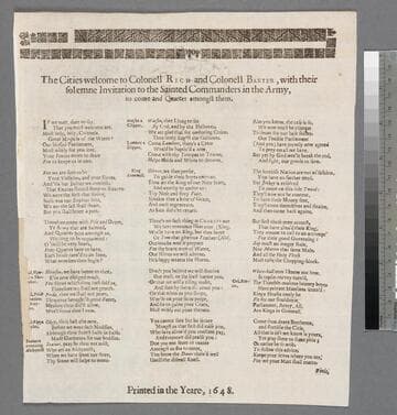 The cities welcome to Colonell Rich and Colonell Baxter, with their solemne invitation to the sainted commanders in the army, to come and quarter amongst them