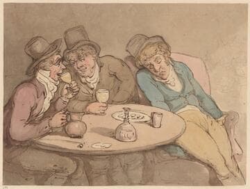 Three Men Seated Around a Table