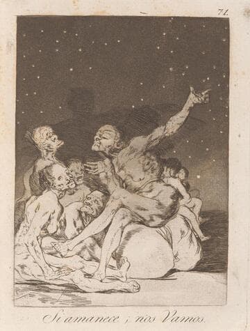 Which of them is the more overcome? (Quien mas rendido?), Plate 11 from Los Caprichos