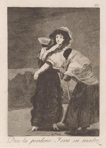 The shamefaced one (El Vergonzoso), Plate 54 from Los Caprichos