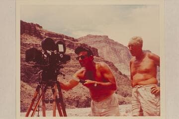 Dick Kelley and Gordon Avil with the Mitchell camera.  Tapeats Creek