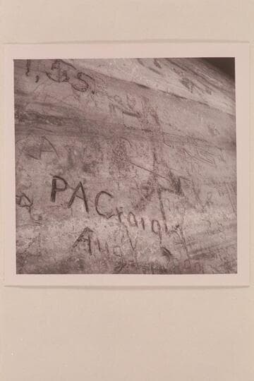 The name of P.A. Craig and the date Aug. 4, 1892 cut deeply into the wall at TSE AH TOH.  Above the deep cutting is another cut of his name