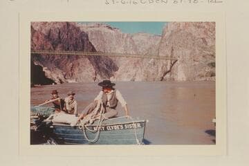 Crew of "Kitty Clyde's Sister"; Bright Angel Creek.  Ballard Atherton as Goodman, Garth Marston as Howland (?), and Bob Malott as Bradley