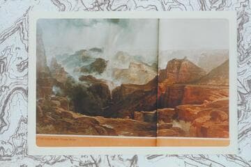 Thomas Moran's painting "The Chasm of the Colorado," begun in 1873, Oct., and completed in 1874, Apr.  It was purchased by Congress in July.  Powell had taken Moran to the Powell Plateau and showed the view of the river from the east side