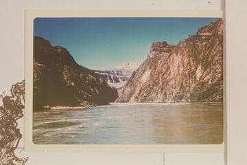 Down at head of Grapevine Rapid.  USBR cruise with jet boats.  USBR bought the original transparency