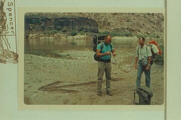 On beach at mouth of Spencer Canyon.  Butchart at right
