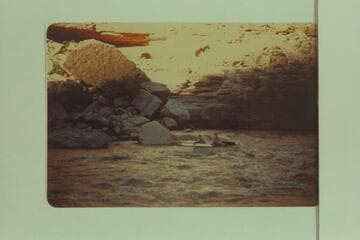 Pat Reilly's first rapid, San Juan River.  Government Rapid.  Dave at oars.  Bluff gauge:  1,190 cfs