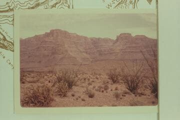 In the right third of print is a possible route to the rim across from the mouth of Diamond Creek