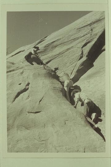 Josh Eisaman and Tom Daly go up the trail between the middle fork and the southwest fork of 73.6.  Buster Ordiway on top.  Photo with Josh's camera