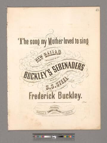 The song my mother loved to sing : new ballad with chorus ad. lib. / sung by Buckley's Serenaders ; words by S. S. Steel ; music by Frederick Buckley
