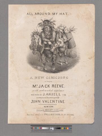 All around my hat : a new comic song ; as sung by Mr. Jack Reeve with unbounded applause / written by J. Ansell Esq. ; composed and arranged by John Valentine