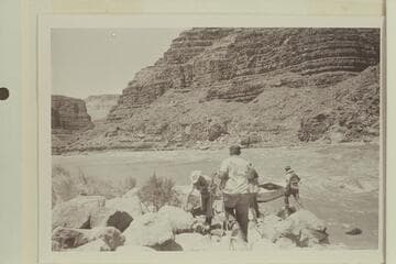 The Wright-Stavely party lining 24.5 Mile Rapid