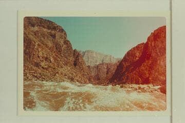 Up river in Bridge Canyon Rapid.  The mouth of Bridge Canyon is at right