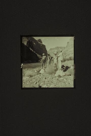 Checking Lava Falls from the left bank.  Left to right:  Belknap; Sanderson; Desloge; Masland; Marston