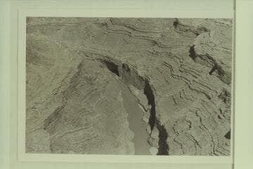 Upstream view showing Redcall Cavern.  Approximate flow:  19,000 cfs