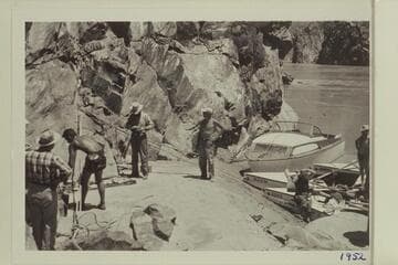 Lunch near Spectre Chasm.  Bruce Hume; Bob Rigg; Frank Wright; Joe Dudziak