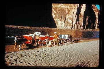 Boats and shelter at Vulcan Rapids
