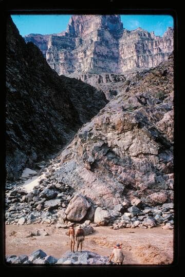 Head of 232 Mile Rapids and side canyon, left bank