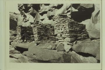 Structures (Indian) at mouth of Aztec Canyon