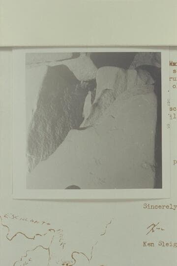 The "J. W. Black" name placed on a rock in a ruin to the left of the Aleson name which is on the wall within an old Moqui house.  It is situated on the left bank of the Escalante, high in the alcoves of the wall; about 1 1/4 miles below 25 Mile Wash