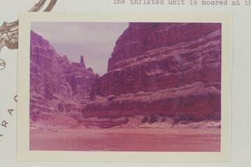 Up river from beach at Mile 193.3.  The inflated unit is moored at the beach