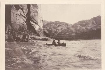 "Bull Frog Rapids- worst in Glen Canyon".  Bull Frog  Creek enters at right at Mile 120.5