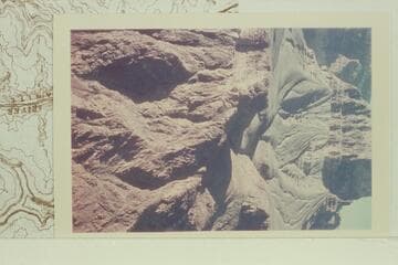 Route up from river and through the Tapeats north of Geike Peak.  Hudson could have used this route in 1950 and escaped the Canyon by the Tonto Trail