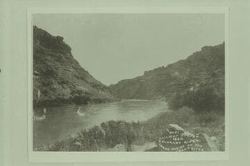 Lower rapids of the Grand River.  Brown-Stanton party.  The photographer is standing on the left bank of the Grand R. at about Mile 1.4 and looking up to "The Slide" which is between Mile 1.7 and 1.8