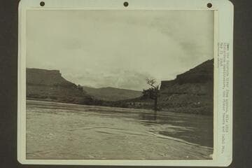 Dolores near junction of Colorado.  Down the Colorado River from approx. Mile 1016.  Richardson Amphitheatre, the Fisher Towers and La Sal Mts