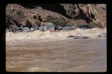 "Wee Red" climbs Vulcan Rapids