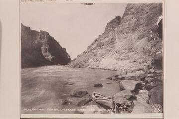 One of the Brown-Stanton boats at the head of Rapid No. 23 in Cataract Canyon, Mile 202.20
