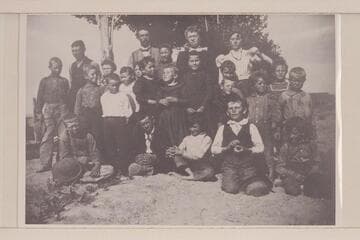 Class at Hanksville School.  Dave Rust is the teacher.  1899, Spring